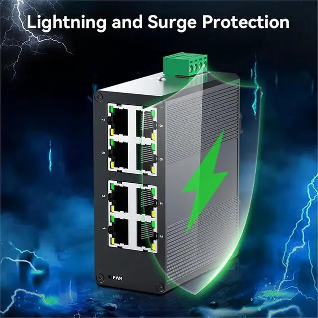 Alt view image 6 of 7 - 8 Port 100Mbps Industrial Switch 10/100M Mini Industry Ethernet Network Switch DIN Rail and Play IP40 Protection