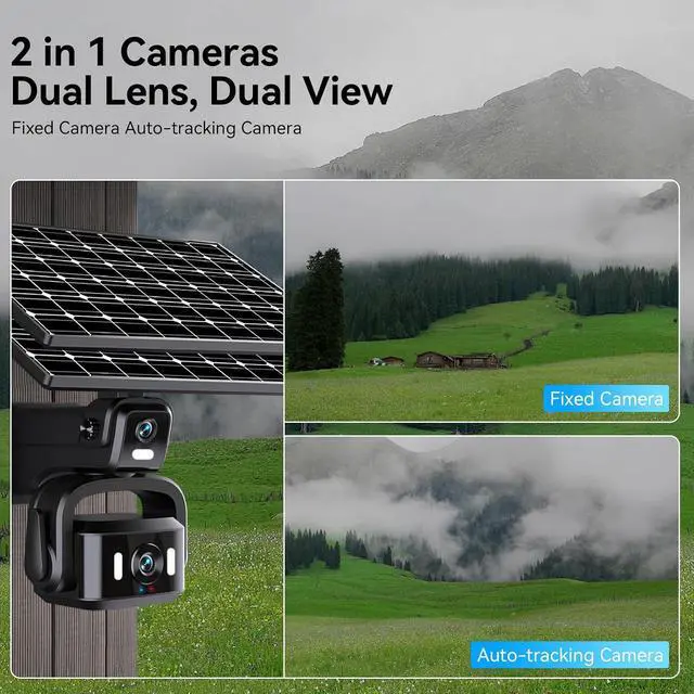 Alt view image 5 of 7 - 4G/5G LTE Cellular Security Camera, 4K Solar Powered Cameras for Home Security, 360° PTZ Outdoor Waterproof Camera with 10X Zoom, Includes 1-Day Free Trial Data SIM & 64GB SD Card (4+4MP)