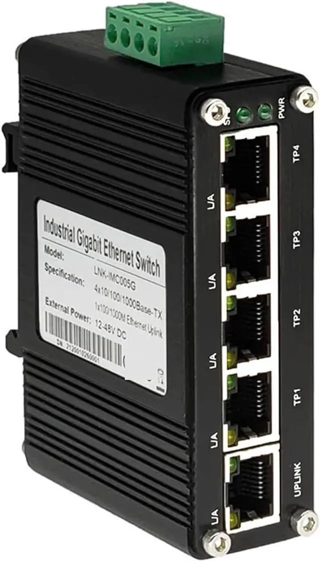 Main image of Industrial Din Rail Switch Gigabit Ethernet Industrial 5 Ports Gigabit Passive PoE Switch for 24V Output 4x10/100/1000Mbps poe Ports+1x10/100/1000Mbps Port Ethernet Switch(Non-PoE Type)