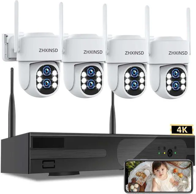Main image of 4PCS CCTV Security Camera System with 4K NVR
