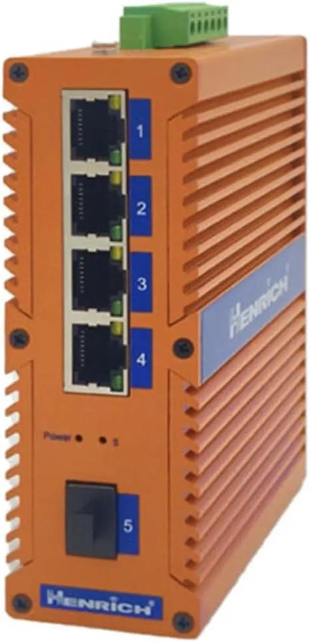 Alt view image 3 of 3 - Henrich 4x100Mbps Copper Port 1 SFP Fiber Port Din-Rail Switch