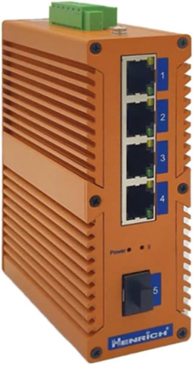Alt view image 2 of 3 - Henrich 4x100Mbps Copper Port 1 SFP Fiber Port Din-Rail Switch