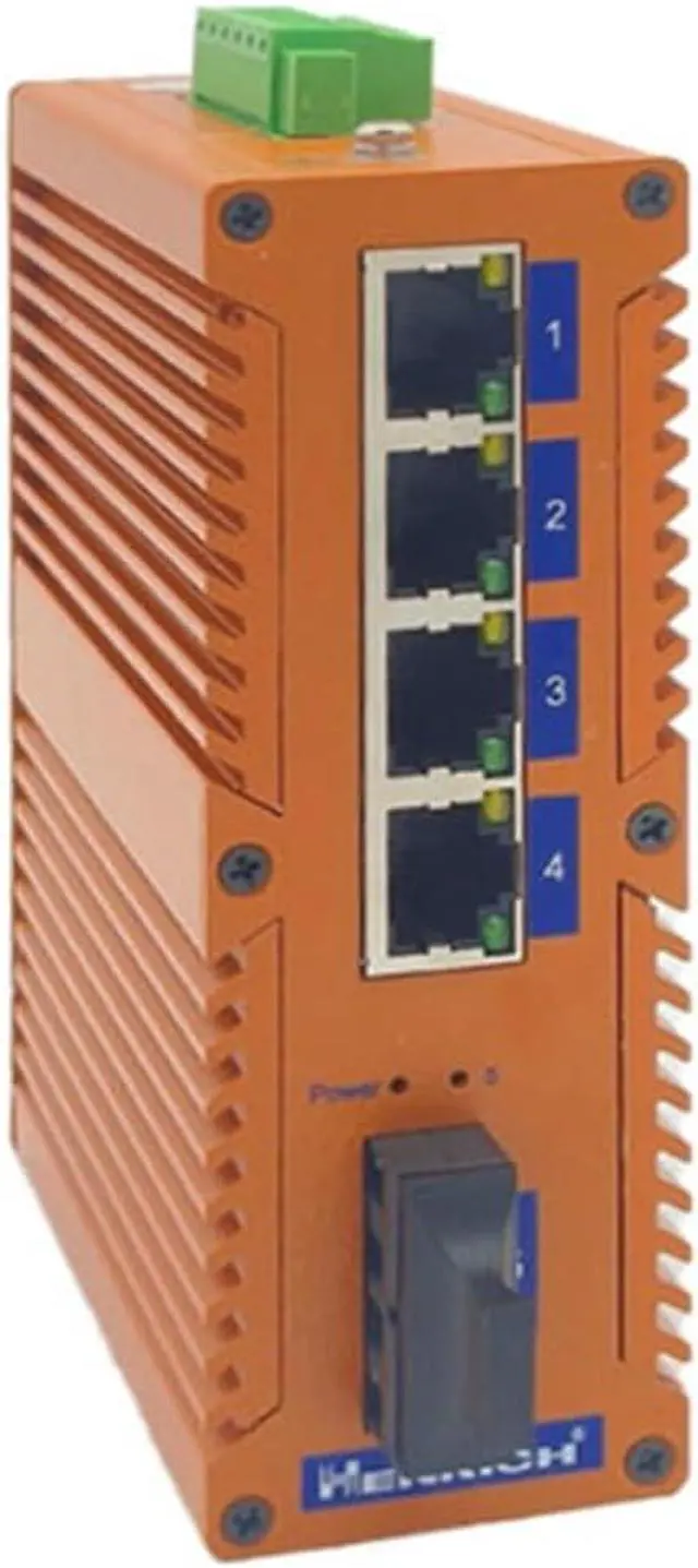 Alt view image 2 of 3 - Henrich 4x1000Mbps Copper Port 1 Multi-Mode SC Fiber Port Din-Rail Switch