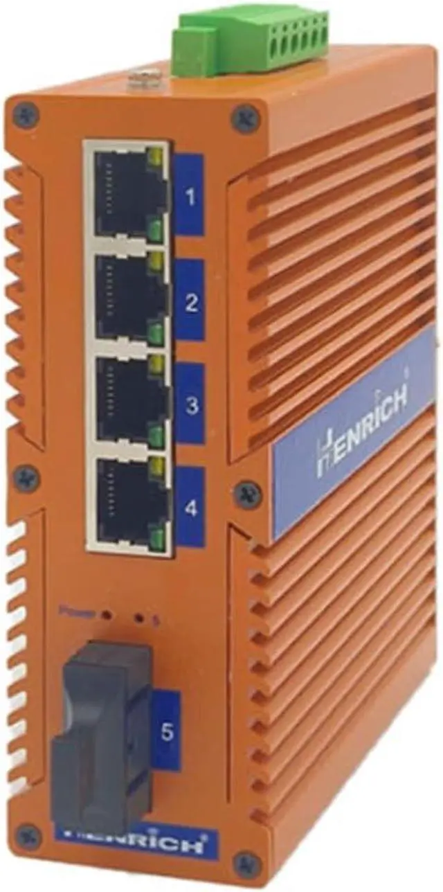 Alt view image 3 of 3 - Henrich 4x1000Mbps Copper Port 1 Multi-Mode SC Fiber Port Din-Rail Switch