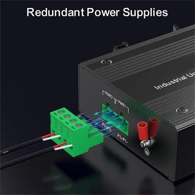 Alt view image 5 of 6 - 5 Port Gigabit Unmanaged Industrial Switch with DIN Rail 15W Power Supply 1000M Ethernet IP40 and Play