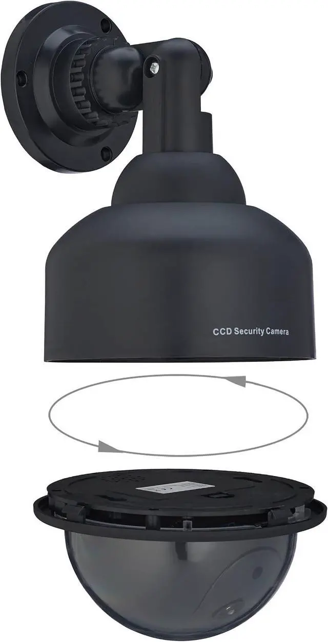 Alt view image 6 of 7 - Relaxdays 2 x Fake Surveillance Camera, Dummy Camera, with Flashing LED, HxWxD: 23.5 x 12.5 x 14 cm, Deterrent, Black