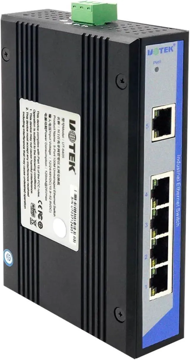 Alt view image 6 of 6 - 1PCS Industrial Grade 100M 5 Ports Unmanaged Ethernet Switch DIN-Rail Without Power UT-6405