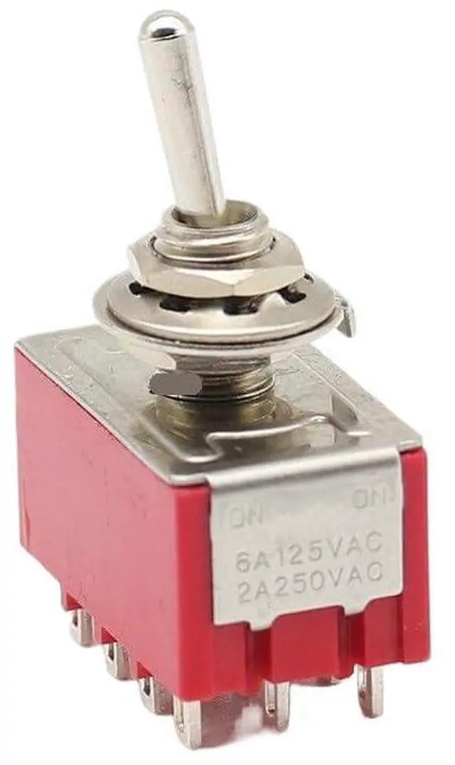 Main image of 10PCS MTS-403 Red 6MM Toggle Switch 12PIN Switches 2/3 Position Latching Switch MTS-402 SPDT ON-Off -ON(MTS-402)