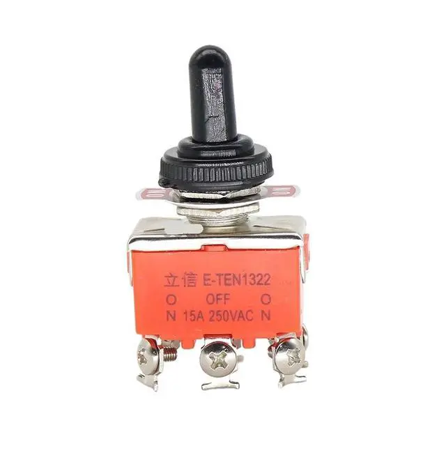 Alt view image 3 of 4 - 1PCS E-TEN1322 15A/250V 6 pin Waterproof Switch Cap On-Off-On Miniature Toggle Switches Orange(E-TEN1322 and Cap)
