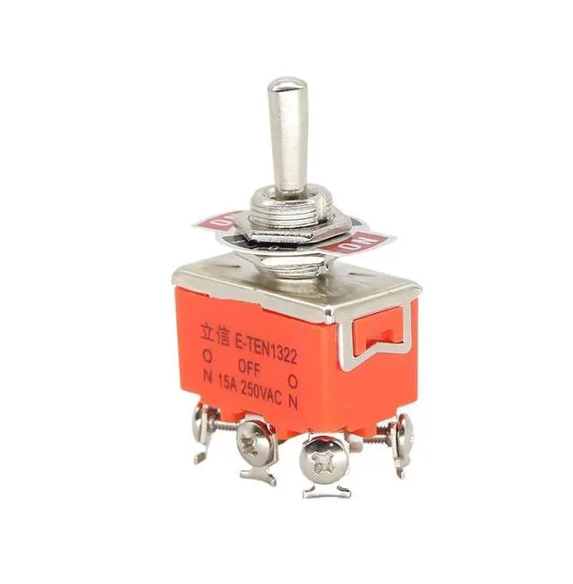 Alt view image 4 of 4 - 1PCS E-TEN1322 15A/250V 6 pin Waterproof Switch Cap On-Off-On Miniature Toggle Switches Orange(E-TEN1322 and Cap)
