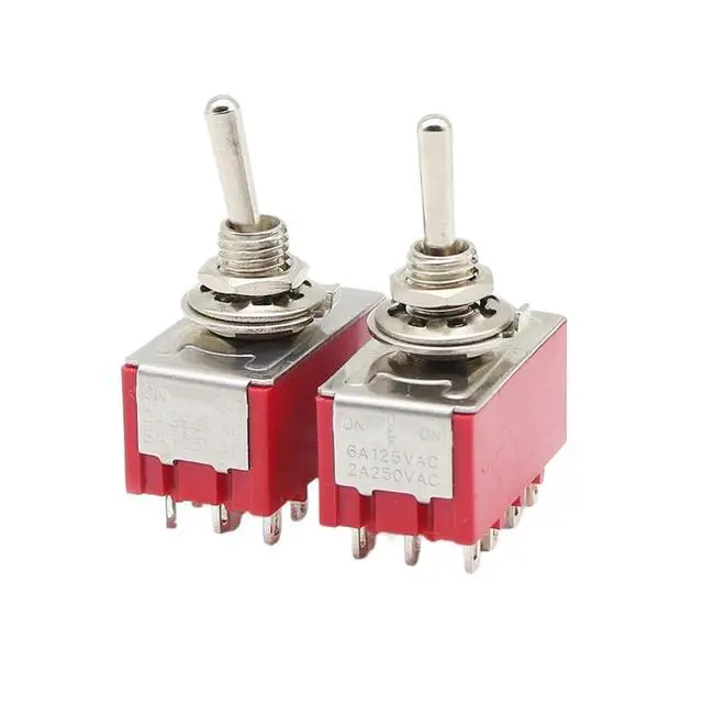 Alt view image 2 of 2 - 10PCS MTS-403 Red 6MM Toggle Switch 12PIN Switches 2/3 Position Latching Switch MTS-402 SPDT ON-Off -ON(MTS-402)