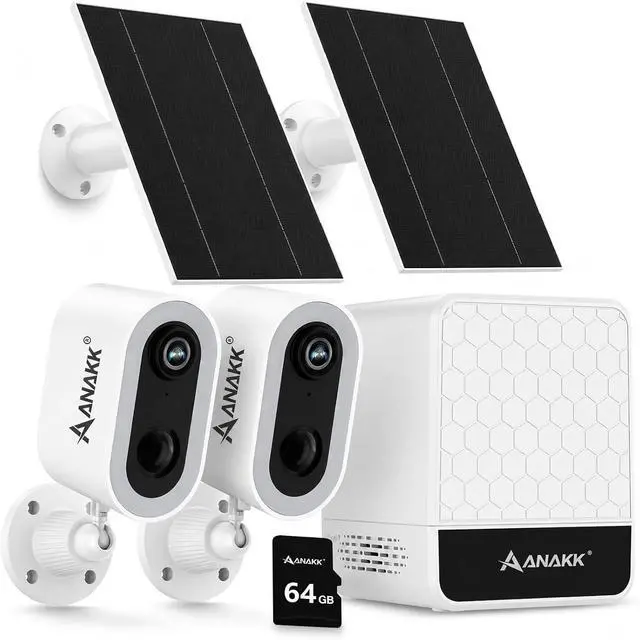 Main image of 4MP Solar Security Cameras Wireless Outdoor, 355° Pan Tilt Motion Detection,Color Night Vision, 5GHz/2.4GHz WiFi, IP65, 2-Cam Kit with 64GB Local Storage, No Monthly Fee Camera for Home Security