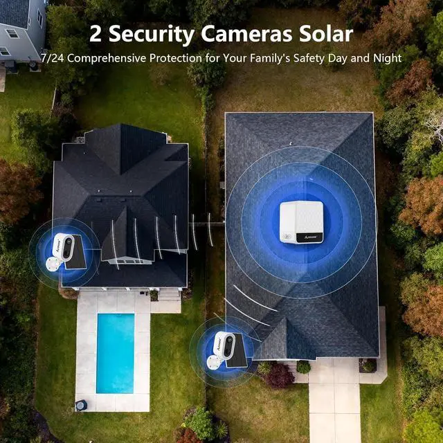Alt view image 4 of 7 - 4MP Solar Security Cameras Wireless Outdoor, 355° Pan Tilt Motion Detection,Color Night Vision, 5GHz/2.4GHz WiFi, IP65, 2-Cam Kit with 64GB Local Storage, No Monthly Fee Camera for Home Security