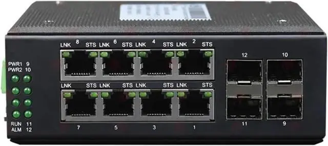 Alt view image 2 of 6 - Industrial Din Rail Switch Gigabit Ethernet for Managed l2 8 Port Ring Network Switch Fast Gigabit Ethernet Industrial Poe Switch with SFP Optical Fiber Slot