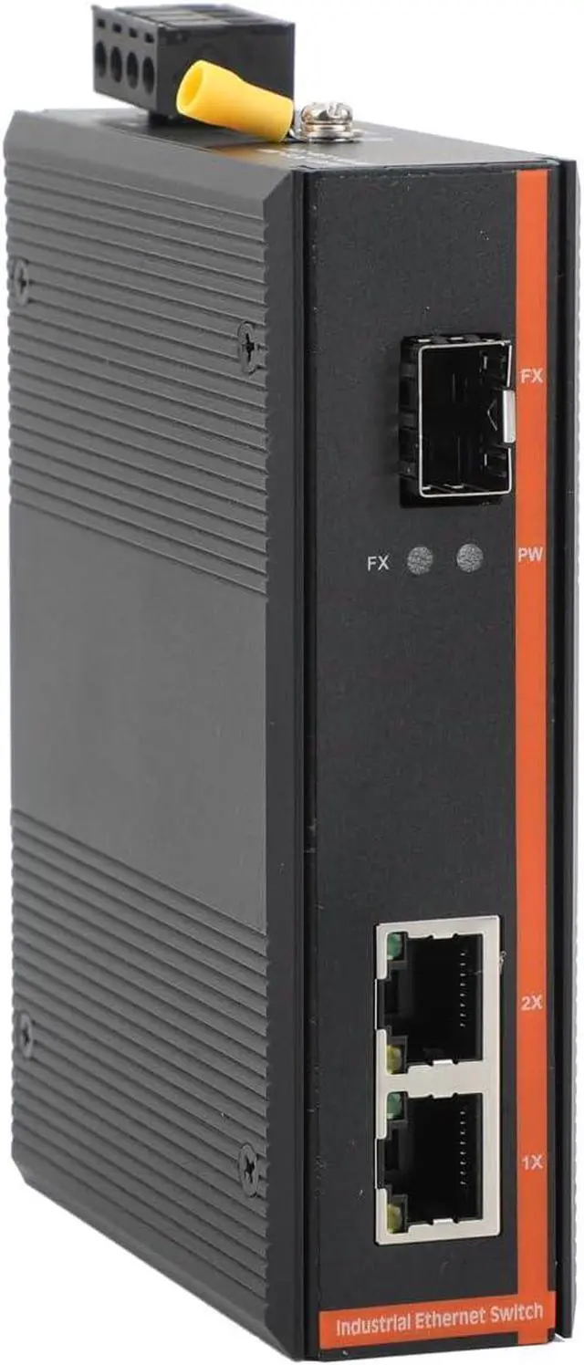 Alt view image 2 of 7 - 2PCS Industrial Network Switch Gigabit Ethernet Fiber Optic Converter - 1SFP to 2 RJ45, 10/100/1000M, IP40, Din Rail Mount