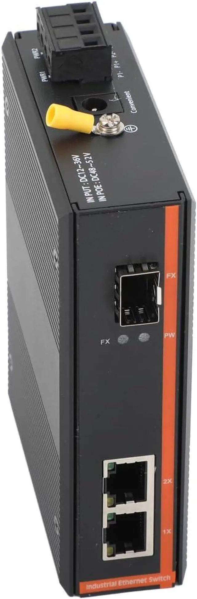 Alt view image 6 of 7 - 2PCS Industrial Network Switch Gigabit Ethernet Fiber Optic Converter - 1SFP to 2 RJ45, 10/100/1000M, IP40, Din Rail Mount