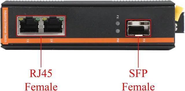 Alt view image 5 of 7 - 2PCS Industrial Network Switch Gigabit Ethernet Fiber Optic Converter - 1SFP to 2 RJ45, 10/100/1000M, IP40, Din Rail Mount