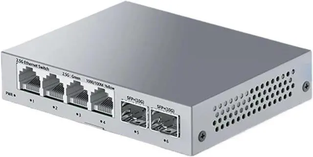 Main image of Network Switch 2.5Gb Network Switch 2.5GBASE-T 4 Port 2.5G RJ45 with 2 Port 10G SFP+ Fanless Unmanaged(US Adapter)