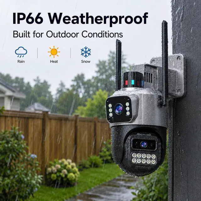 Alt view image 6 of 7 - Cameras for Home Security, 6MP Dual Lens Outdoor Security Camera, 5GHz/2.4GHz WiFi, Auto Tracking, Color Night Vision, Plug-in Power, 2-Way Audio, IP66 Waterproof, SD/Cloud