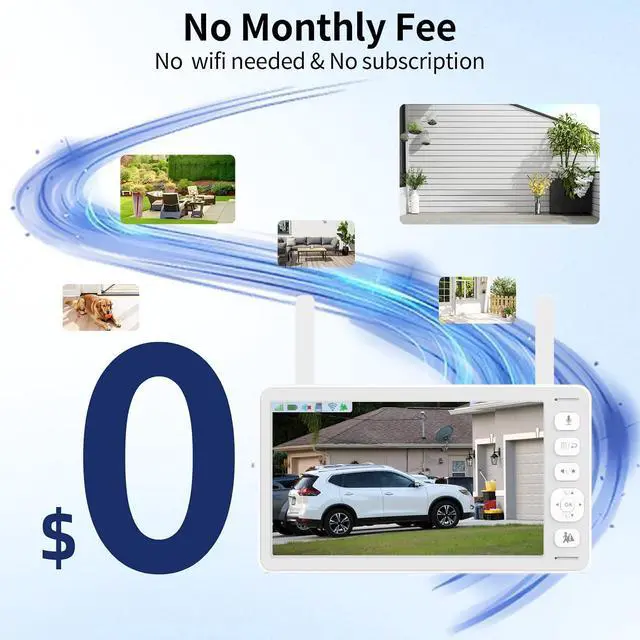 Alt view image 5 of 7 - VTimes 4Pcs Smart Home Security Camera System with Monitor,AI Human Dection