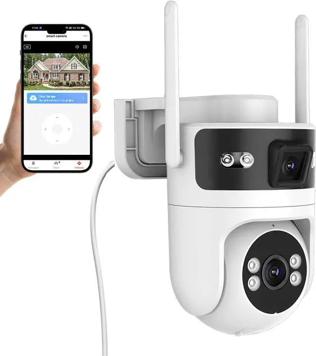 Main image of 8MP Dual Lens WiFi Security Camera Outdoor, AOV 24/7 Recording Surveillance Cam, PTZ Outdoor Plug-in Camera for Home Security with Auto Tracking, APP Alarm, Night Vision, 5G/2.4G WiFi, IP65