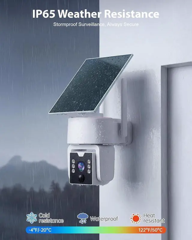 Alt view image 5 of 7 - 5G & 2.4G Wi-Fi Outdoor Camera Wireless,Solar Security Cameras Wireless Outdoor, 2K 360° PTZ Camera, Solar/Battery Powered, PIR Human Detection, Color Night Vision,Two-Way Voice Calling, Alexa