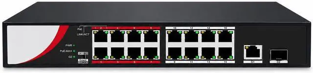 Main image of DS-3E0318P-E/M (B) 16-Port Fast Ethernet PoE Switch Support 10/100M with 2-Port FE Network Uplink 802.3af/at Built-in DC48V Power Supply 820ft 250m Data Transmission