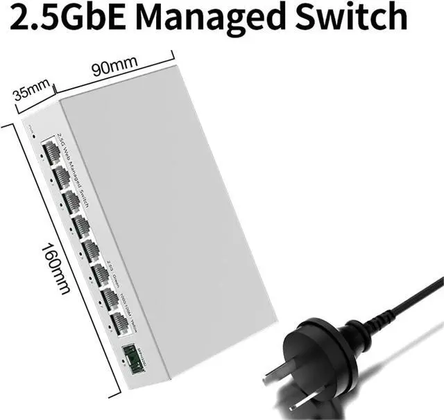 Alt view image 2 of 7 - Network Switch 2.5GbE Managed Switch 8 Port 2.5GBASE-T Network Switcher 10G SFP+ Slot Uplink Web Managed(AU Adapter)