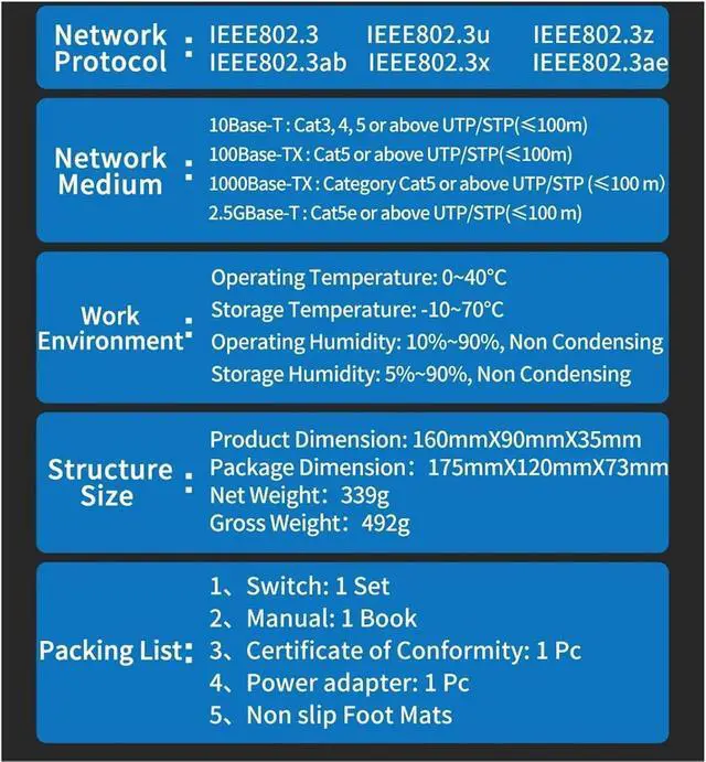 Alt view image 5 of 7 - Network Switch 2.5GbE Managed Switch 8 Port 2.5GBASE-T Network Switcher 10G SFP+ Slot Uplink Web Managed(AU Adapter)