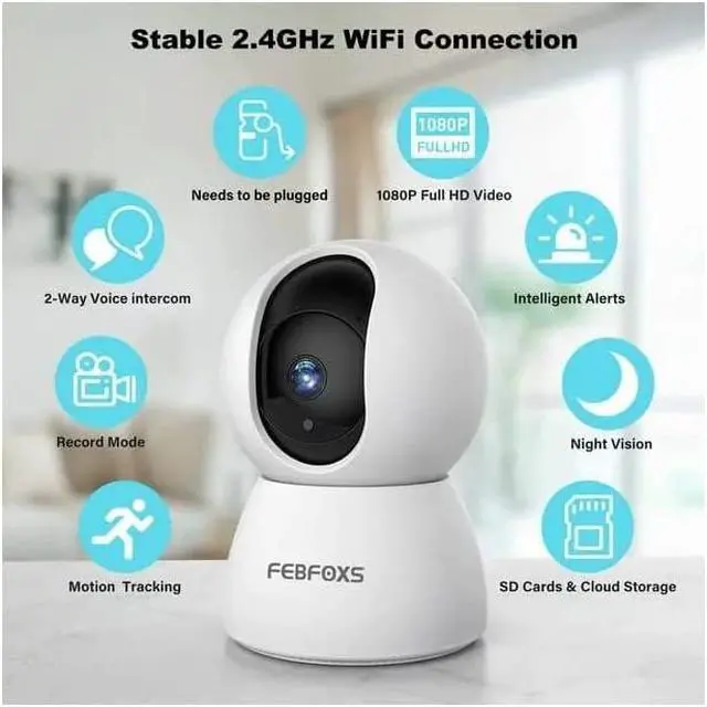Alt view image 6 of 6 - Baby Monitor Security Camera WiFi Indoor Camera 360-Degree Smart 1080P Pet Camera for Home Security and Nanny Elderly with Motion Detection, Night Vision, Two-Way Audio