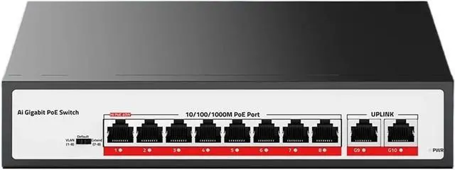 Main image of Network Switch 10 Port Gigabit POE Switch 1000Mbps Active POE Network Switch 120W(AU Adapter)