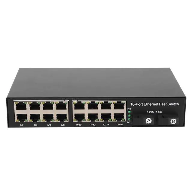 Alt view image 4 of 7 - Cryfokt Ethernet Fiber Media Switch, 100V to 240V,2 Optical Ports 16 Electrical Ports 1000Mbps with SCport Tx1310nm Rx1550nm, for Fast Ethernet Network Up to 25km (US Plug)