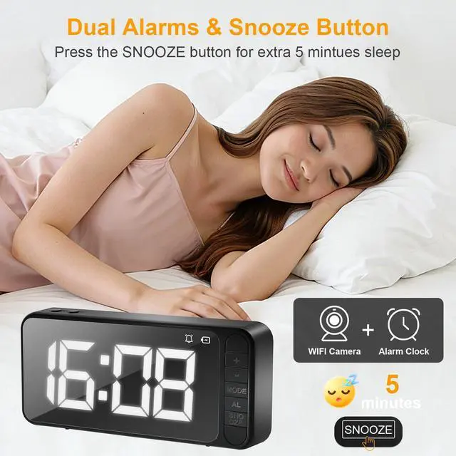 Alt view image 6 of 6 - Magnetic Hidden Camera Clock - WiFi Wireless 4K HD Nanny Cam with Wide-Angle 150°, Clear Night Vision & Smart Motion Detection, Indoor Hidden Camera for Home Security, Office, Pet, App Remote Control
