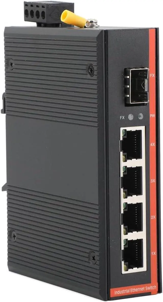 Alt view image 3 of 7 - 2PCS Industrial Network Switch Gigabit Ethernet Fiber Optic Converter - 1SFP to 4 RJ45, with 1Pair SFP Moudle-SC 3KM, 10/100/1000M, IP40, Din Rail Mount