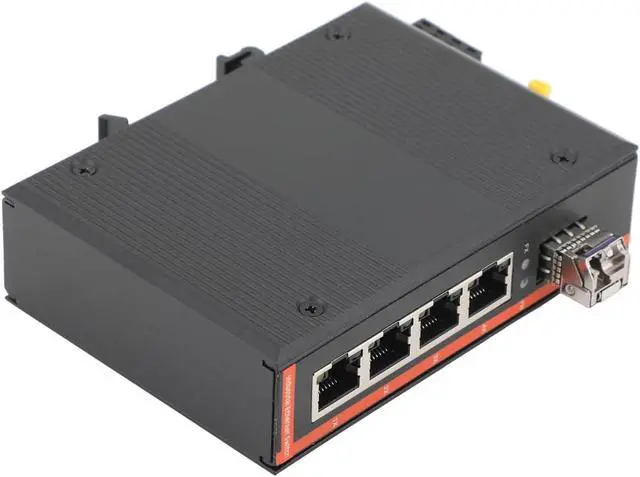 Alt view image 6 of 7 - 2PCS Industrial Network Switch Gigabit Ethernet Fiber Optic Converter - 1SFP to 4 RJ45, with 1Pair SFP Moudle-SC 3KM, 10/100/1000M, IP40, Din Rail Mount