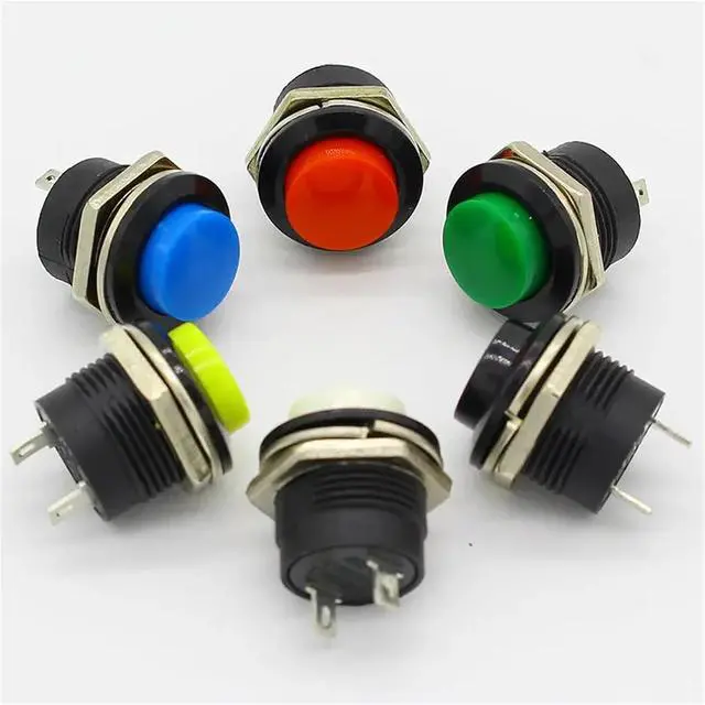 Alt view image 2 of 6 - 12pcs R13-507 Momentary SPST NO Red Round Cap Push Button Switch AC 6A/125V 3A/250V 6color(12PCS RED)