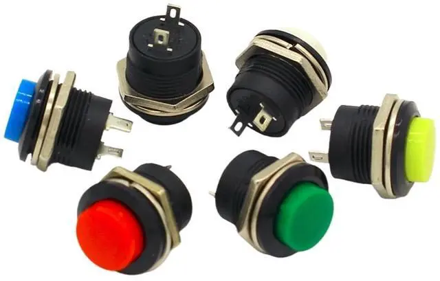 Main image of 12pcs R13-507 Momentary SPST NO Red Round Cap Push Button Switch AC 6A/125V 3A/250V 6color(12PCS RED)