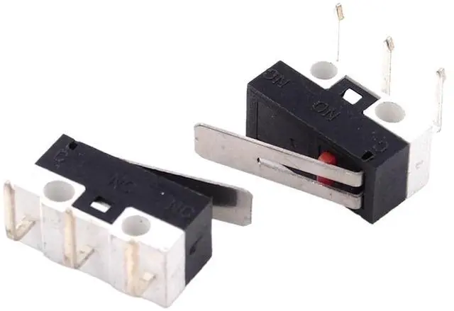 Main image of 100Pcs 3Pins 90 Degree Curved Needle Mouse Switch Limit Switch Push Button Switch 1A 125V AC