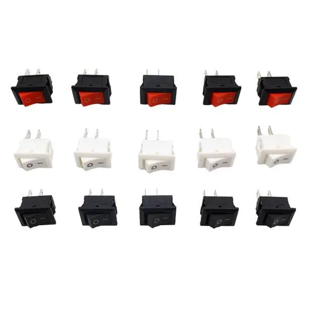 Alt view image 2 of 5 - 5/10Pcs Push Button Switch 10x15mm SPST 2Pin 3A 250V KCD11 Snap-in on/Off Rocker Switch 10MM*15MM Black Red and White(White,10pcs)