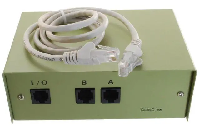 Main image of CablesOnline 2-Way AB RJ45 8P8C Network Metal Rotary Manual Switch Box with One 3ft RJ45 8-Wire Network Cable, SB-034C