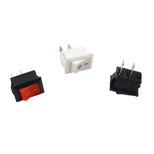 Alt view image 5 of 5 - 5/10Pcs Push Button Switch 10x15mm SPST 2Pin 3A 250V KCD11 Snap-in on/Off Rocker Switch 10MM*15MM Black Red and White(White,10pcs)