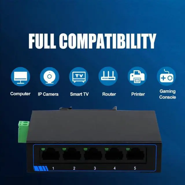 Alt view image 6 of 6 - 5 Ports 10/100M Adaptive Ethernet Network Switch Supports DC or Terminal Power Supply USR-SF1005