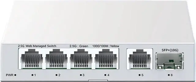 Main image of Network Switch 2.5GbE Managed Switch 5 Port 2500Mbps Network 10G SFP+ Slot Uplink Web Managed(EU Adapter)
