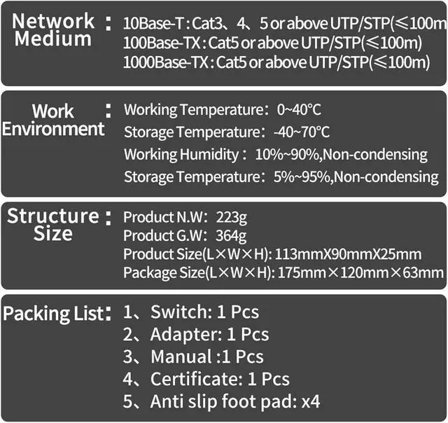 Alt view image 5 of 7 - Network Switch 2.5GbE Managed Switch 5 Port 2500Mbps Network 10G SFP+ Slot Uplink Web Managed(EU Adapter)