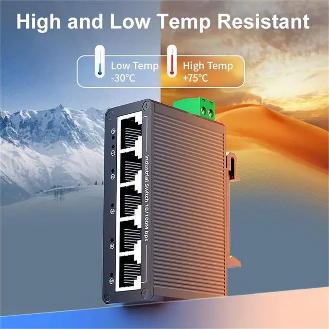 Alt view image 6 of 7 - 5 Port 100Mbps Industrial Switch 10/100M Mini Industry Ethernet Network Switch DIN Rail Mounted and Play