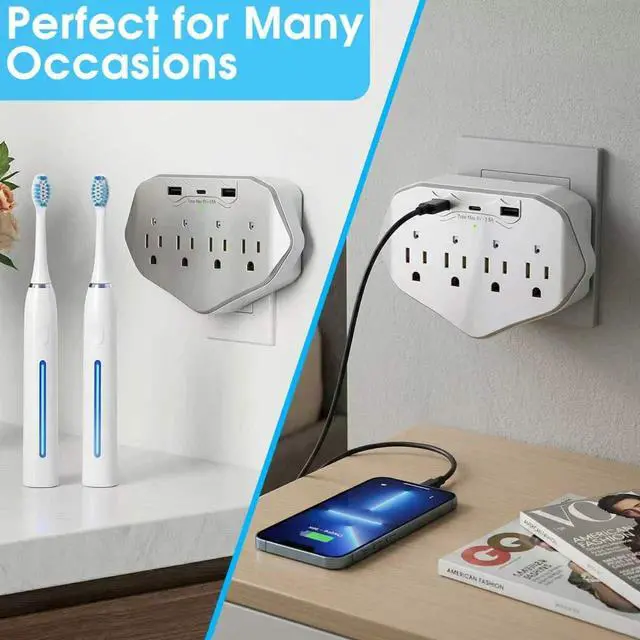 Alt view image 4 of 7 - Hidden Camera Wall Outlet Extender, 1080P HD WiFi Spy Camera with 4 AC Outlets, USB & Type-C Ports, Motion Detection, Loop Recording, Remote View for Home/Office Security