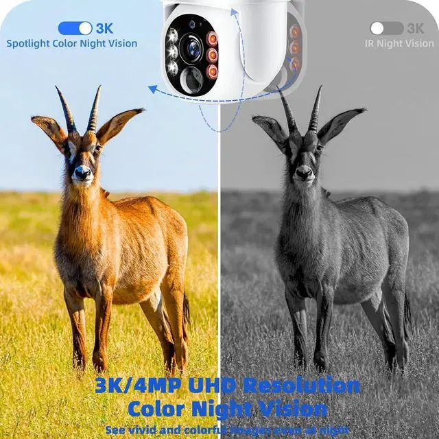 Alt view image 3 of 7 - 4MP 4G LTE Solar Security Camera Wireless Outdoor, No WiFi & No Power Needed, 360° Pan Tilt View, Color Night Vision, AI Motion Detection, 2-Way Talk, Built-in SIM & 32GB SD Card for Farm