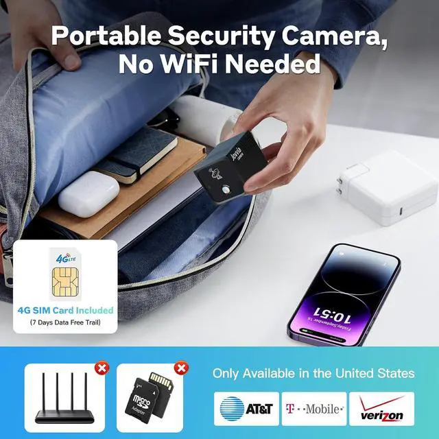 Alt view image 7 of 7 - 4G LTE Cellular Camera No WiFi Security Camera with SIM Card Spy Camera