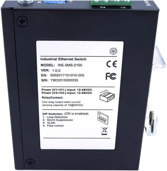 Alt view image 2 of 2 - INE-5MS-2100 Rugged Industrial Slim 5 Port 10/100 ehernet Switch