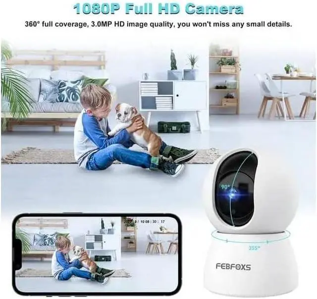 Alt view image 2 of 6 - Baby Monitor Security Camera WiFi Indoor Camera 360-Degree Smart 1080P Pet Camera for Home Security and Nanny Elderly with Motion Detection, Night Vision, Two-Way Audio